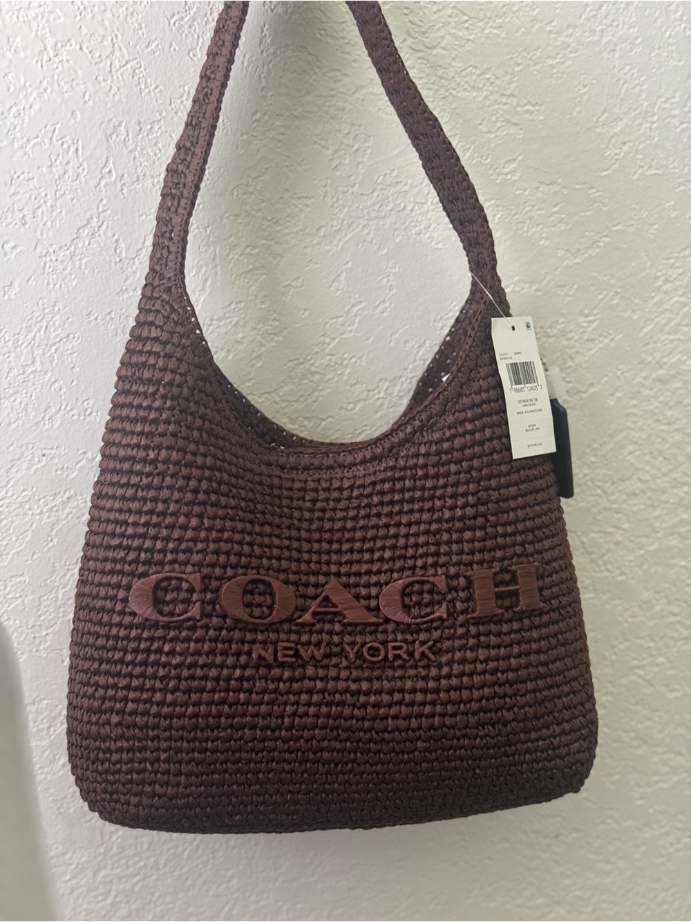 NWT Coach Brooklyn 28 Tote Bag in Straw Shoulder Bag CDU75 Maple